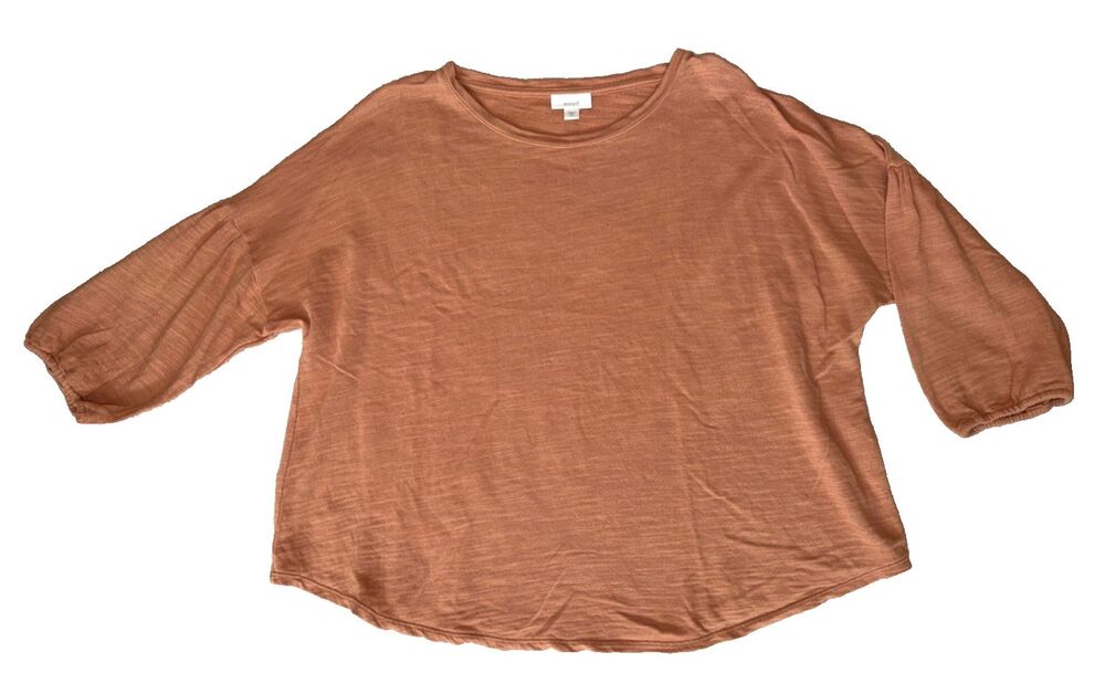 J Jill Lightweight Shirt Top Blouse XL Petite 3/4 Sleeve Cotton Orange Soft